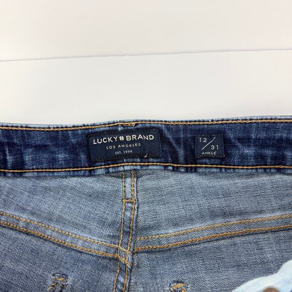 EUC LUCKY BRAND 12/31 Mid Rise Ava Dark Wash Button Fly Ankle Skinny Jean - Picture 9 of 12